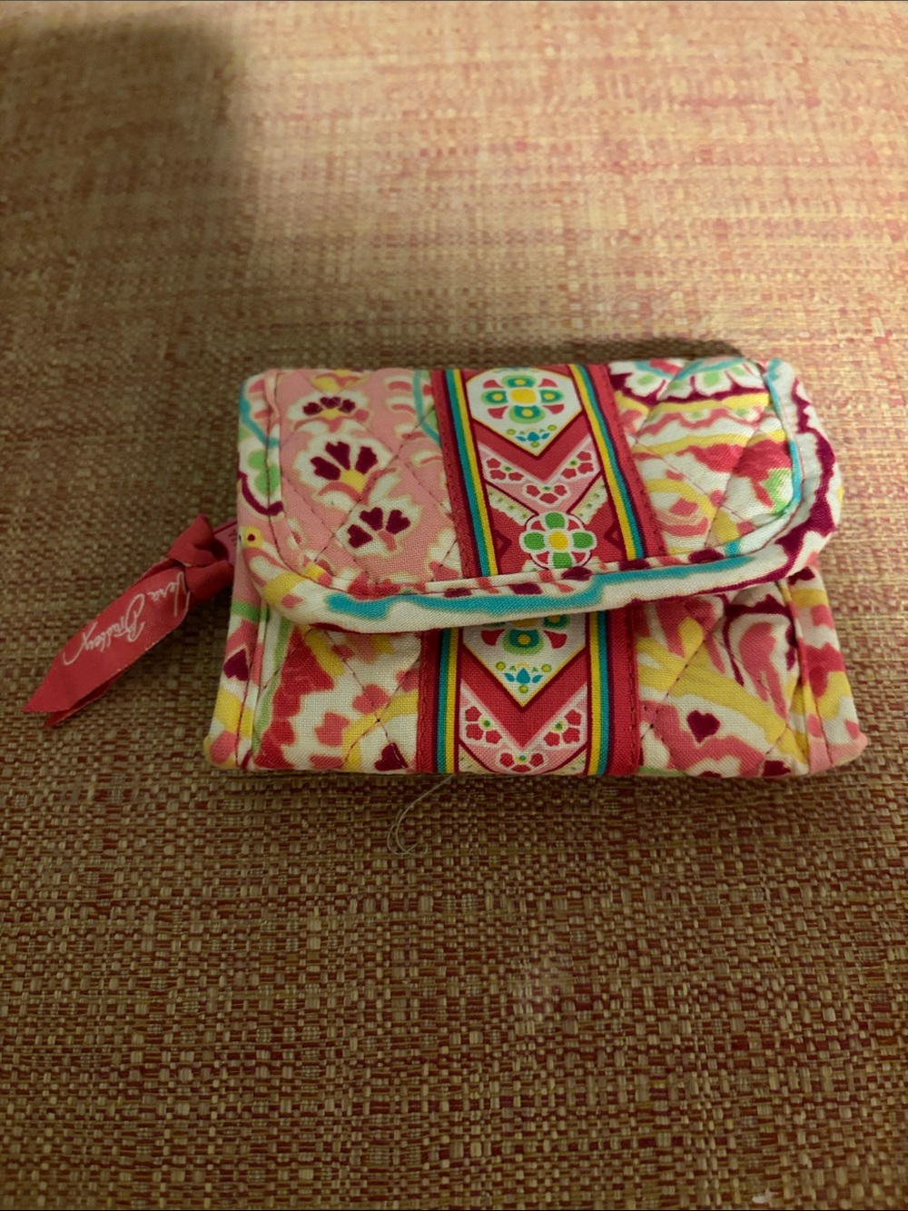 Vera Bradley Pink Multi-Pattern Quilted Compact Wallet